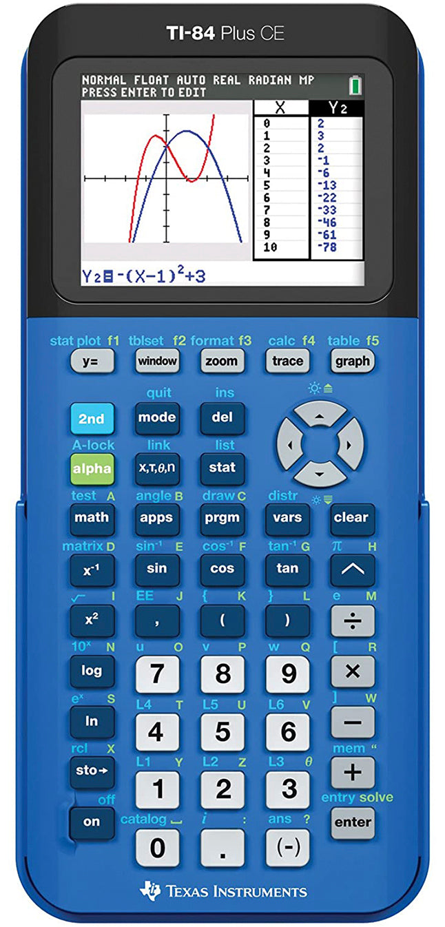 Texas Instruments TI-84 Plus CE Graphing Calculator - Blue, Refurbished